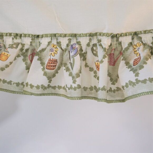 Kitchen Window Valance Ruffled Swag Potted Flower Print Farmcore Cottagecore - Picture 4 of 7